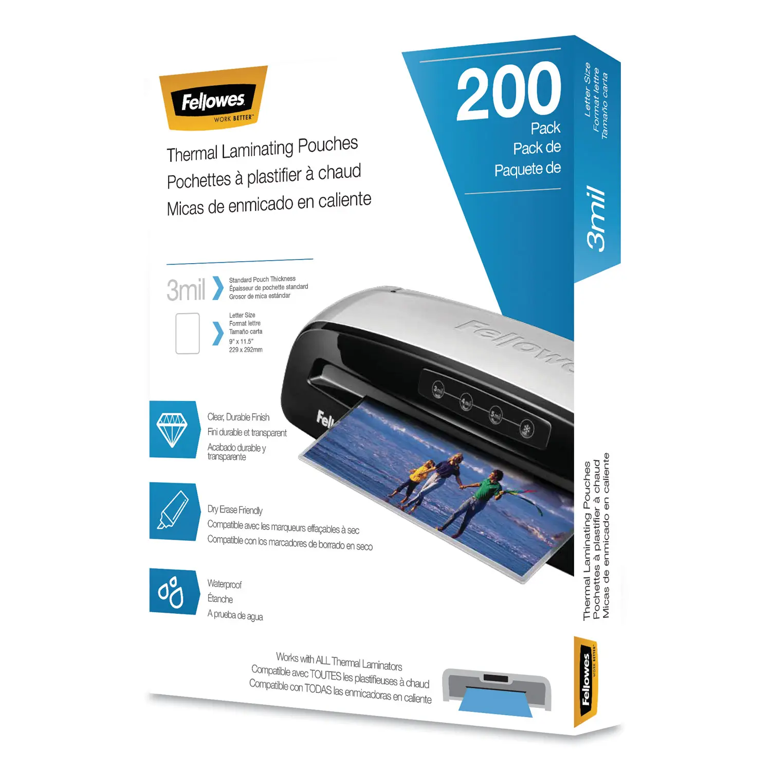 Fellowes Letter 3 mil Laminating Pouches - 200 Pack