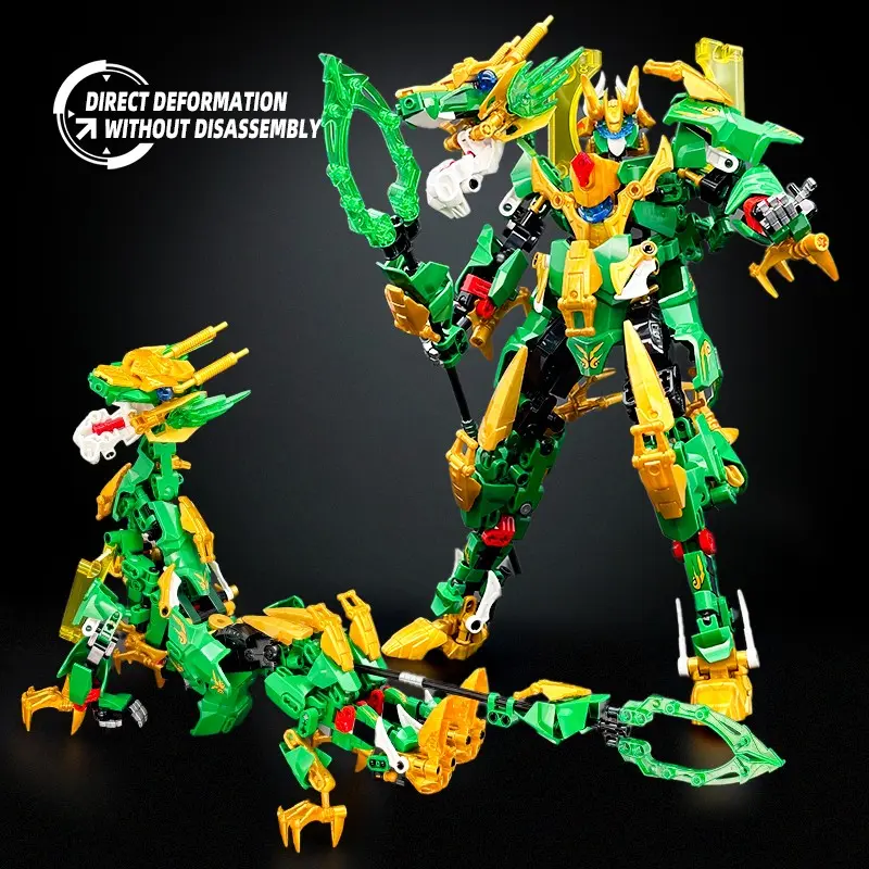 Dual Form Dragon Mecha Building Blocks Set, Building block sets, Transformable Robot to Dragon Model with No Disassembly Required, Large Display Mech Figure, Armor Set for Adults, Collectible Sci-Fi Fantasy Desk Decor, Gift for Mecha Fans