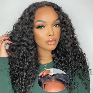 Bling Hair Wear and Go Glueless Wigs Human Hair Pre Plucked Pre Cut For Beginners 6x4 Lace Closure Wigs Human Hair Deep Curly Wig Human Hair Bleached Knots 180 Density For Black Women