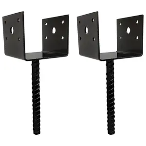 Outdoors & sports U Shaped 4x4 Deck Post Concrete Anchor Spike, Fence Post Base, Black Powder Coated (2 Pack)