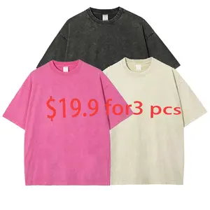 [3PCS PACK ] Unsiex Daily Cotton Vintage T-Shirts Unisex Short Sleeves Casual Washed Solid Basic Tee Tops ,Family wear , Family gift