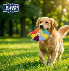 6 Inch Soft Fabric Dog Flying Disc with Colorful Tags - Plush Puppy Frisbee for Small & Medium Dogs, Gentle on Teeth and Gums, Interactive Fetch & Chew Toy for Indoor and Outdoor Play