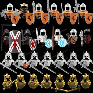 Medieval Military Movie Solider Accessories Figures Building Blocks Knights Roman Soldier Guard Shield Spear Toys KT1073 KT1029