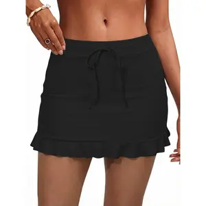 SwimWeekWomen's High Waisted Swim Skirt with Ruffle Hem and Liner Tennis Skirt Style Swimsuit Bottoms for Women