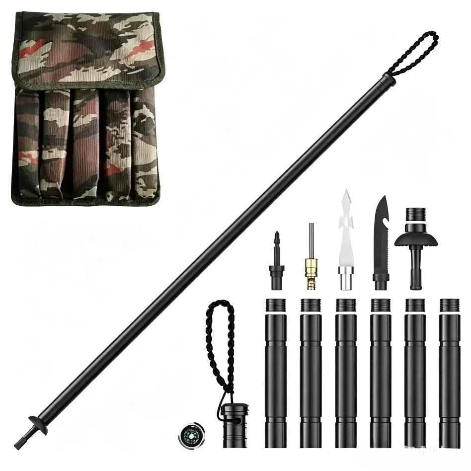 6-in-1 Multifunctional Trekking Pole, Collapsible Aluminum Alloy Outdoor Hiking Stick with Storage Bag for Adults Seniors Camping Backpacking