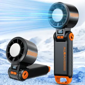 AUIIAH Portable Handheld Fan with Ice Cooling Pad, 5 Speeds & LED Display, Powerful Brushless Motor, 3600mAh Rechargeable Mini Fan for Travel Outdoor Office