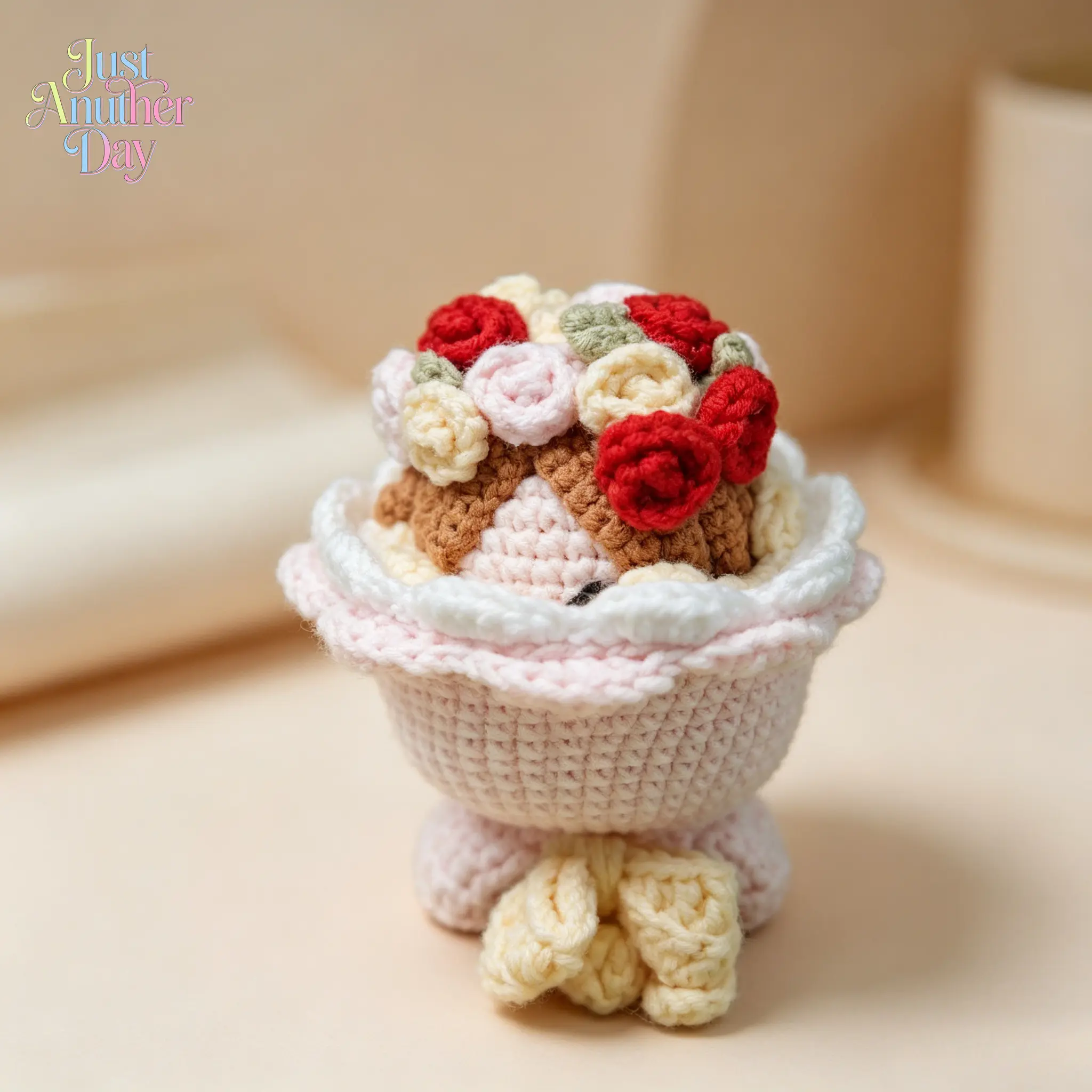 Reversible Crochet Bride & Flower Bouquet Doll, Handmade Flip Knitted Amigurumi, Cute Wedding Gift & Desk Decor for Brides