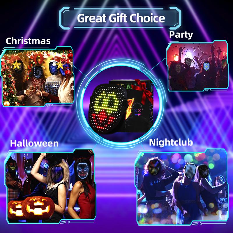 LED Mask, Light Up Mask with Gesture Sensing, Unisex LED Halloween , Christmas Mask with 50 Patterns Glow, Costume Cosplay Party Masquerade ｜ Halloween Gift ｜