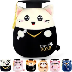 8 Inch Class of 2026 Graduation Cat Stuffed Animal Gifts, Graduation Kitten Plush Pillow with Black Cap Congrats Grad Party Plush Favors