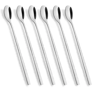 AOOSY Long Handle Spoon, Coffee Stirrers, 9-inch Ice Tea Spoon,Premium 18/10 Stainless Steel Iced Teaspoon for Mothers Milks Tea Mixing Cocktail Stirring Coffee Milkshake Cold Drink, Set of 6