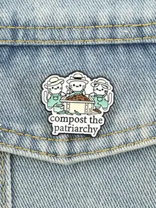 Cats Composting Enamel Badge, Feminist Humor Design, Soft Cute Style, Ideal for Jacket Patches, Jacket Accessory, Perfect for Collectors and Fans
