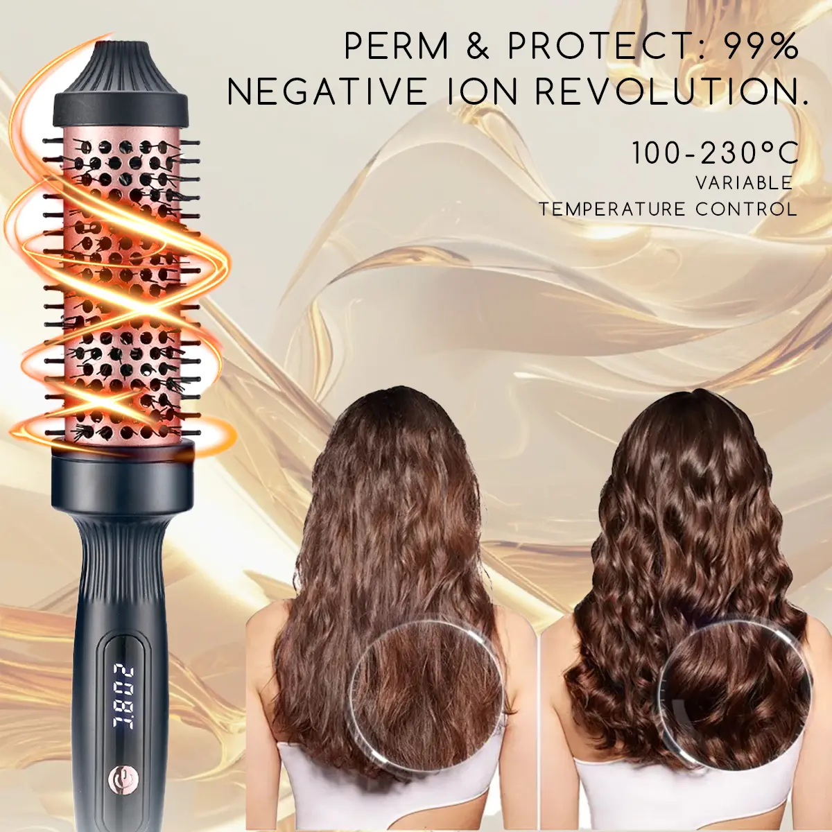 Hair Styling Comb - Quickly Create Salon-Quality Blow-Dry Styles with One-Touch Curling Iron for Fuller Hair Less Damage & Greater Control