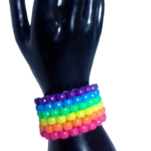 Rainbow Stripped Kandi Cuff Pride EDM Kandi Bracelet Friendship Handmade Gift