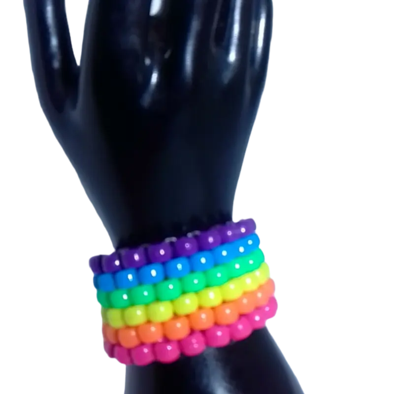 Rainbow Stripped Kandi Cuff Pride EDM Kandi Bracelet Friendship Handmade Gift