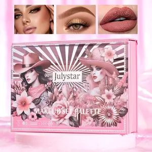 3-in-1 Pink Flip Makeup Book, Portable All-in-One Palette for Basic Eyeshadow, Blush, Lip Gloss & Bronzer, 5-Minute Face Essential, Space-Saver for Dorm & Travel