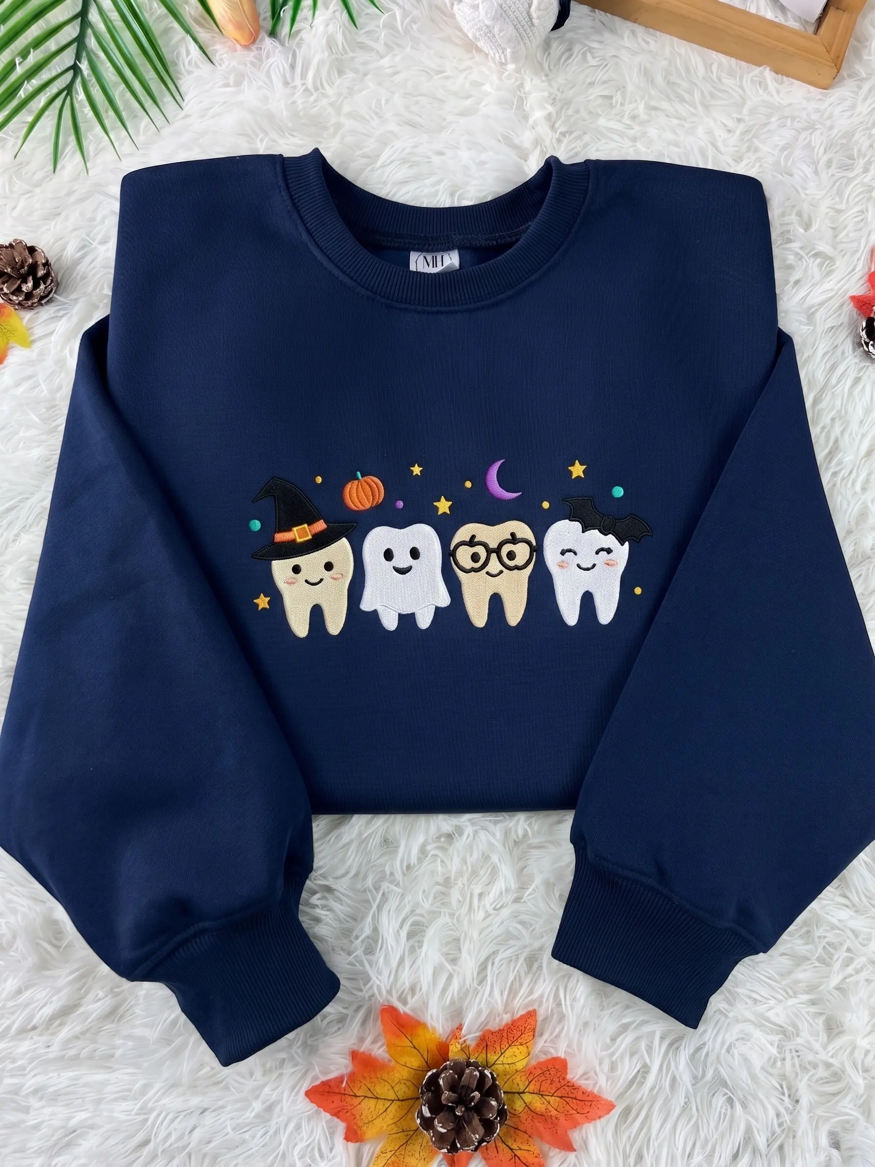 Halloween Tooth Embroidered Sweatshirt, Spooky Dentist Shirt, Dental Assistant Halloween Gift