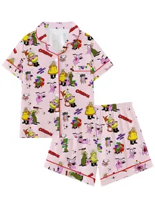 Courage the Cowardly Dog Cartoon Pajama Set, Loose-Fitting Short Sleeve Sleepwear, Comfortable for All Seasons, Perfect Gift