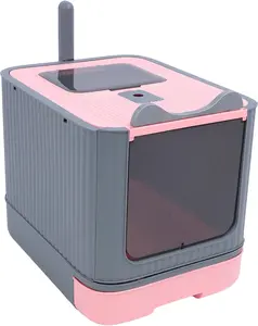 Cat Litter Box with Scoop, Large Capacity Fully Enclosed Cat Litter Box, Drawer Style Plastic Top Entry Cat Litter Box Odor Control Covered Kitty Litter Box for Home, Easy to Clean