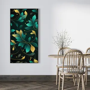 Pictorem C1FC2448TAST4J 24 x 48 in. Twirling Twigs - Turquoise Framed Canvas Wall Art for Home Decor