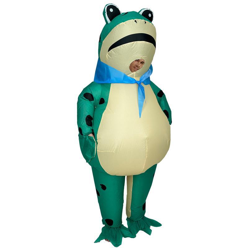 Hot Frog Polyester Inflatable Costume, Frog Full Body Deluxe Funny Air Blow Up, Fits 155-190cm/61-74.8inch, with Fan & Box, Suitable for Men Women Halloween