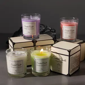 Soybean wax creative candles, scented candles in transparent glass jars, 12 different scents