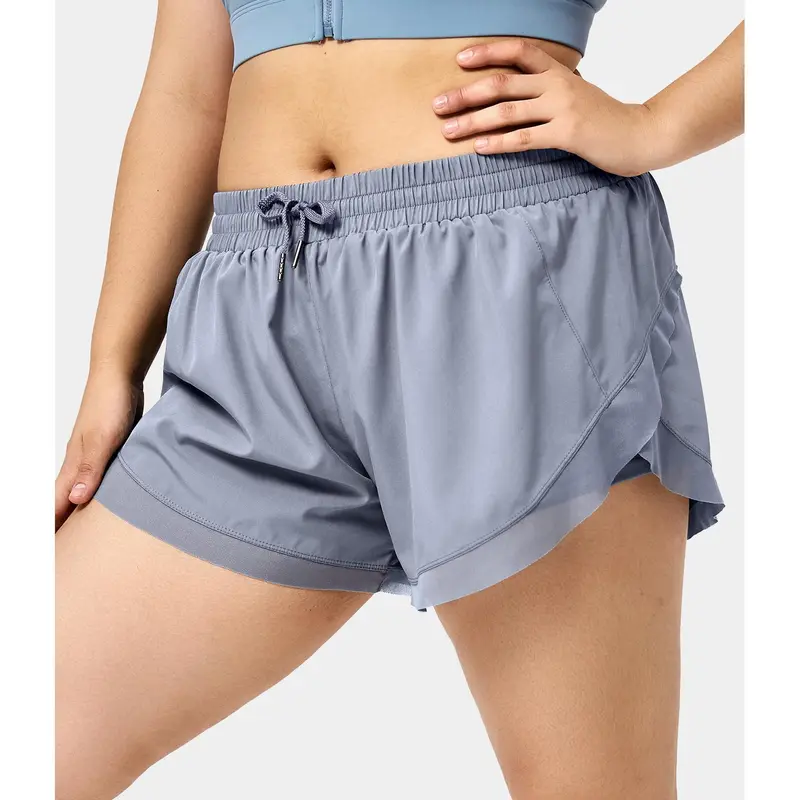 Halara Drawstring Contrast Mesh 2-in-1 Plus Size Shorts 4" Gym Workout Clothes Women gym outfits