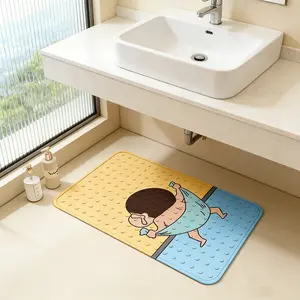 Anti-Slip Bathroom Floor Mat, High-Quality PVC Material, Quick Drying & Easy Storage, Suitable for Bathrooms & Washbasins, Durable & Non-Fading