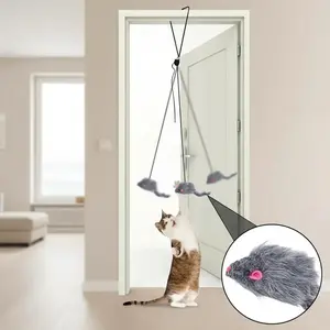 Cat teasing toy, 1 piece, mouse shape, adjustable telescopic cat wand, cat toy, cat supplies, hanging door toy, indoor interactive pet toy for cats.