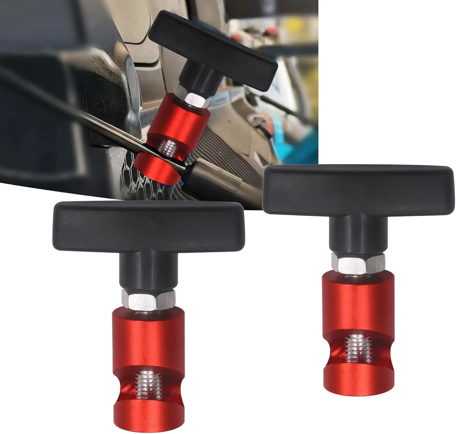 2 count Lift Support Clamp, Hood Strut Clamp Hood Prop Rod Tool, Portable Locking Anti-Pinch Device, Universal for   (Red)