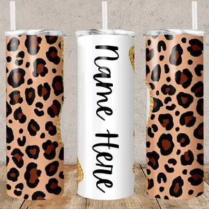 Brown Leopard Print Drink Tumbler | Sublimation Tumbler | Coffee | Gift | 20oz Or 30oz | Animal Print | Cheetah | Leopard | Colorful | Bottle | Brown