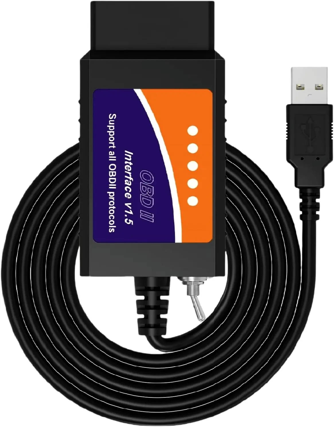 ELM327 OBD2 USB Adapter with V1.5 Chip for Windows, ELMconfig Scanner with MS CAN & HS CAN Toggle for Ford F150, F250, Ranger, C-Max, Mondeo – Checks Engine Light, Door Ajar Chime & Diagnoses Issues