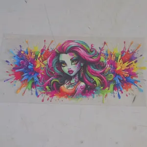 UV DTF CUP WRAP with Vibrant Colorful Paint Splatter Design for Unique Style