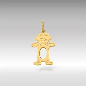 14K Gold Girl October Birthstone Opal Pendant