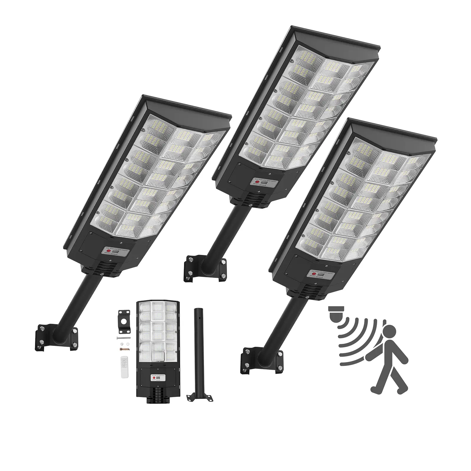 【Summerfinds】VEVOR 8000W Solar Street Lights Outdoor,450000LMCommercial Parking Lot Lights Dusk to DawnLED Flood Security Lamp with Motion SensorIP65 Waterproof Outdoor Lightingfor Driveway Yard3 Pack, Solar Outdoor Lights