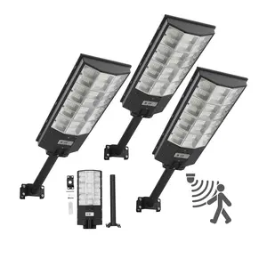 VEVOR 8000W Solar Street Lights Outdoor, Summervibes,450000LM, Commercial Parking Lot Lights Dusk to Dawn, LED Flood Security Lamp with Motion Sensor, IP65 Waterproof Outdoor Lighting, for Driveway Yard, 3 Pack