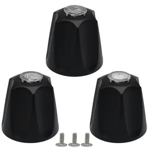 Black Shower Knob Replacement Set Of 3  Bathtub Faucet Handles Include Hot And Cold/diverter For Remodeling Trim