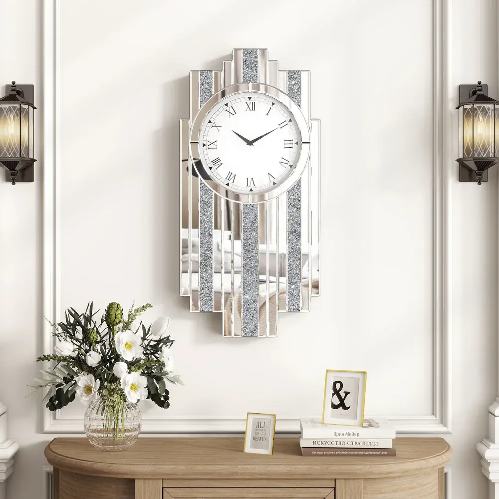 SHYFOY Diamond Crystal Glass Wall Clock - Elegant Design, High-Quality Finish, Precise Timekeeping, Easy Installation for Home Decor, Room Decor (Home Supplies)