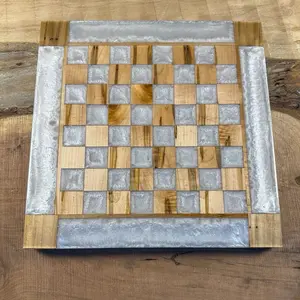 Pearl White Cloud Maple Wood Chess Board (INCLUDES GLASS PIECES)