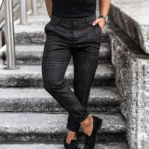 Men’s Slim-Fit Plaid Trousers, Tailored for Comfort and Style — Ideal for Office, Business, or Casual Wear, Perfectly Pairs with Shirts, T‑Shirts, or Blazers