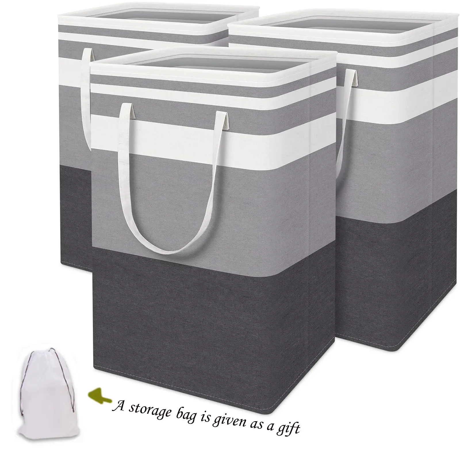 Large laundry basket storage bag waterproof independent foldable high foot straps with extended handles 4 pack