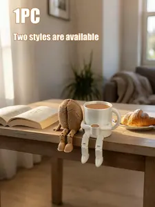 Cute coffee cup and coffee bean figurines with movable legs - 3D printed PLA desktop ornaments, modern design, perfect for coffee corner decor, a fun gift for coffee lovers