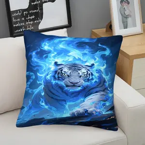 White Tiger Printed Pattern Soft Short Plush Pillow with Multiple Patterns, Soft and Skin friendly, Suitable for Comfortable Items at Home or Travel, Lazy Home Style
