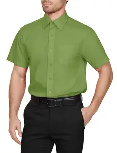 NE PEOPLE Men's Classic Regular Fit Button Down Short Sleeve Solid Color Dress Shirts S-5XL