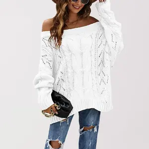NewWomens Oversized Sweater Color Block Off The Shoulder Pullover Sweaters Cable Knit Chunky Striped Tops Can be used with a raincoat(Gift)11(Sheets)