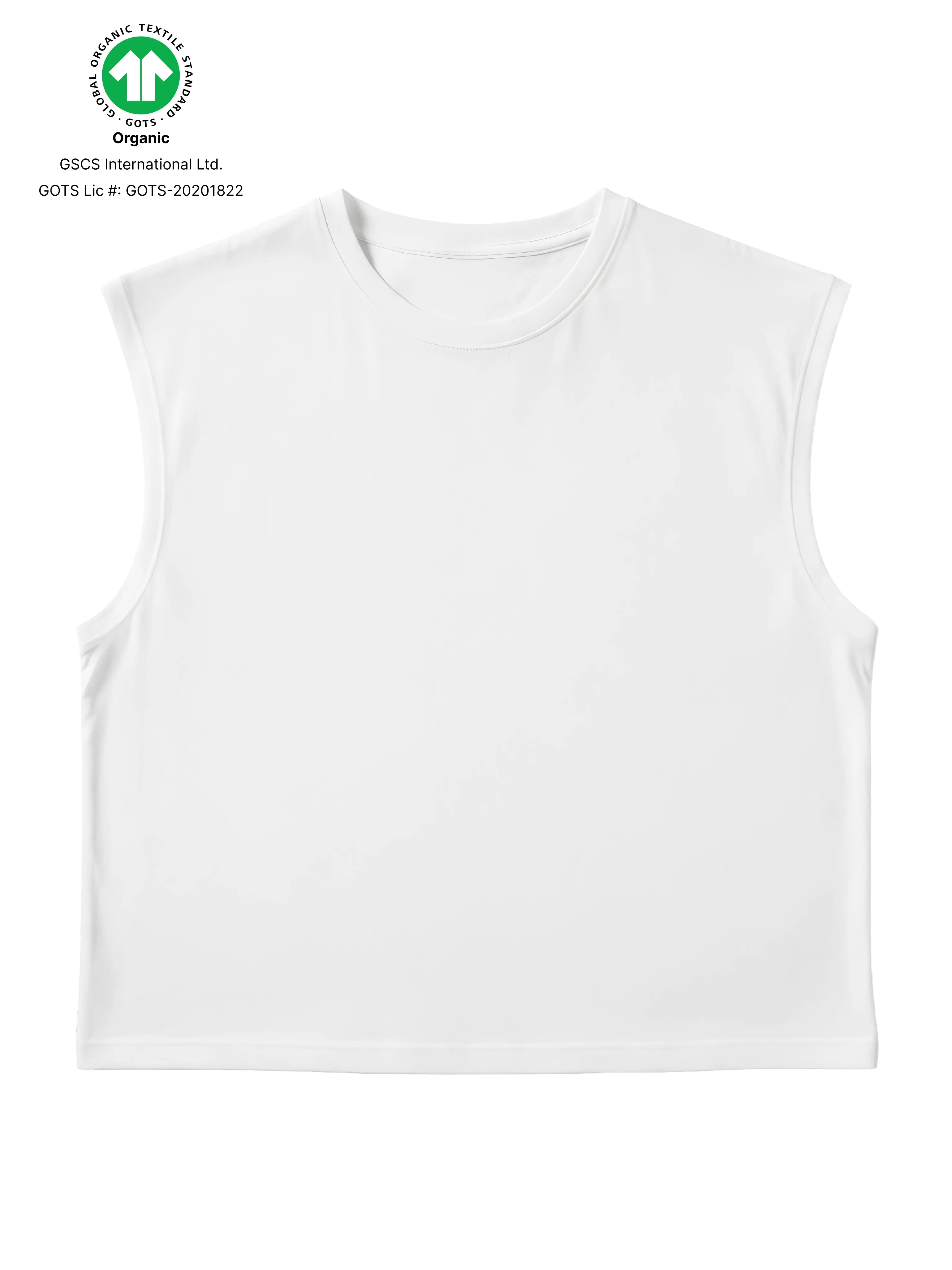 S22 Cropped Sleeveless Shirt Unisex — 220 GSM Organic Cotton - White