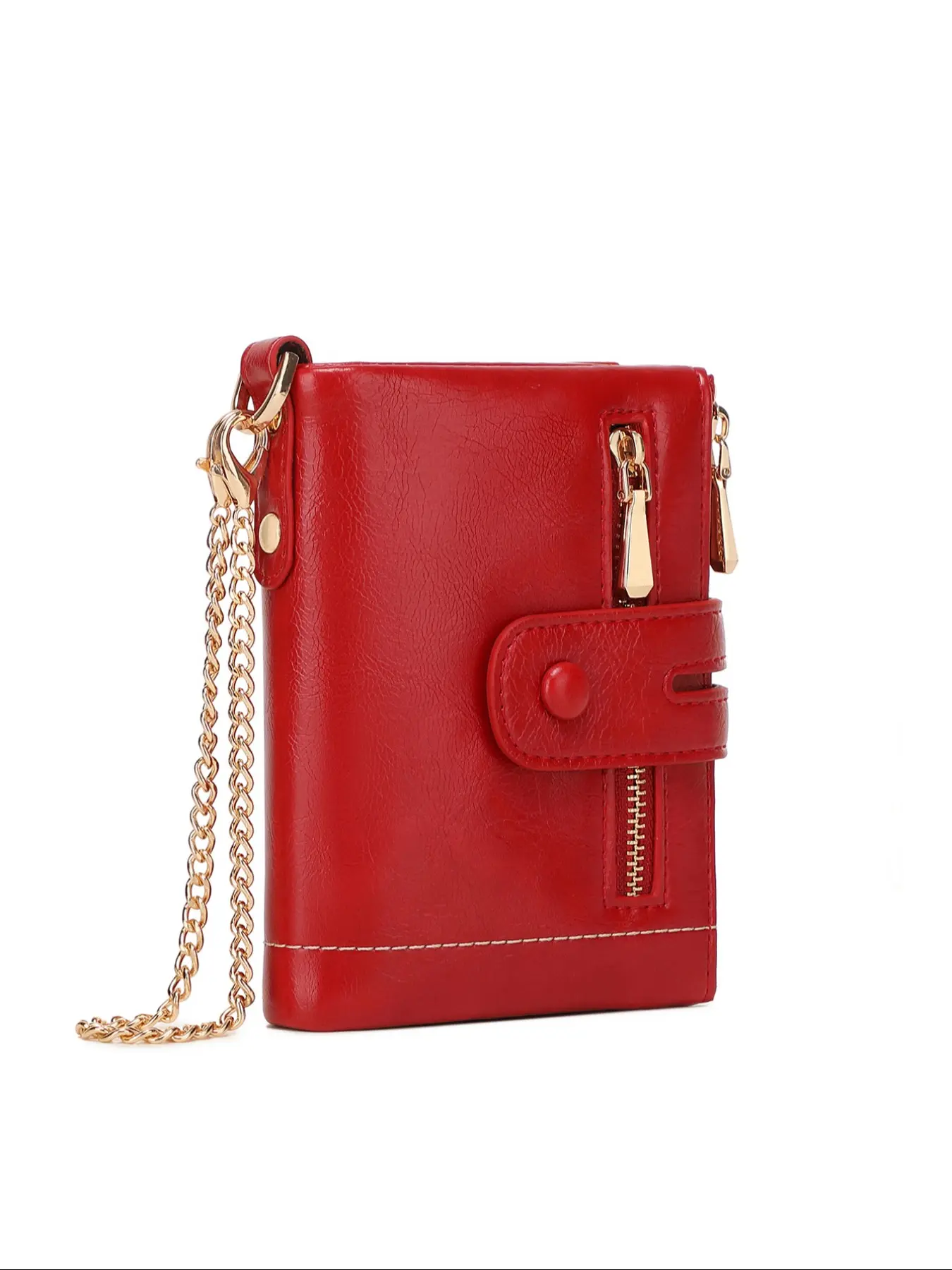 Fashion Multifunction Chain wallets Unisex,Bifold Zipper Purse With Card Slot And Removable ID Window and for Credit Card/ ID Card/ Money/ Cash /coin, with Anti-Theft Chain For Woman And men,Elegant Durable Fashion Wallet,Zipper Wallet Design,Gifts
