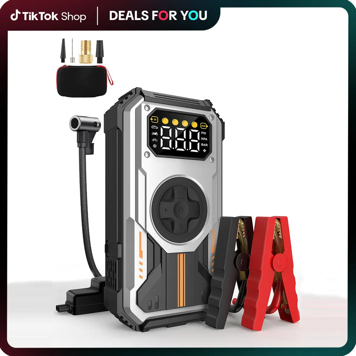 Car Battery Jump Starter with Air Compressor, car Jumper Portable 6000A (Up to 7.5L Gas, 6L Diesel), LCD Display LED Flashlight Operating Temperature