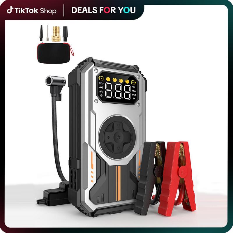 Car Battery Jump Starter with Air Compressor, car Jumper Portable 6000A ...