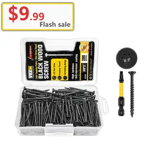 200PCS Black Torx Screws #8x2'' Anti-Rust Fasteners  Free T25 Bit Wood Deck Fence Furniture And Outdoor DIY