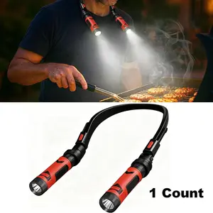 Multifunctional LED Reading Neck Lamp, USB Rechargeable Book Light, 90° Flexible Arm, Magnetic Detachable Flashlight, Led Portable Light